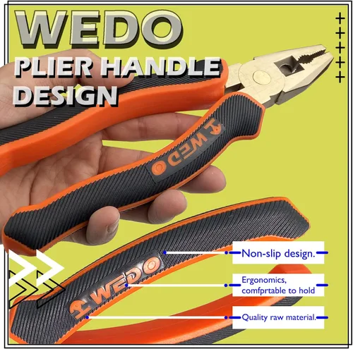 Vista 4 de WEDO Alicates de Lineman's sin chispas de 6 pulgadas, cortador lateral de seguridad sin chispas, alicates combinados, pelacables, crimpadora, Bronce