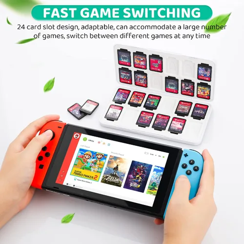 Vista 6 de FANPL Game Case Holder for Nintendo SwitchOLEDLite,24 Game Card and 24 Micro SD Card Slots Portable Storage for Switch Cartridge Box with Hard Shell