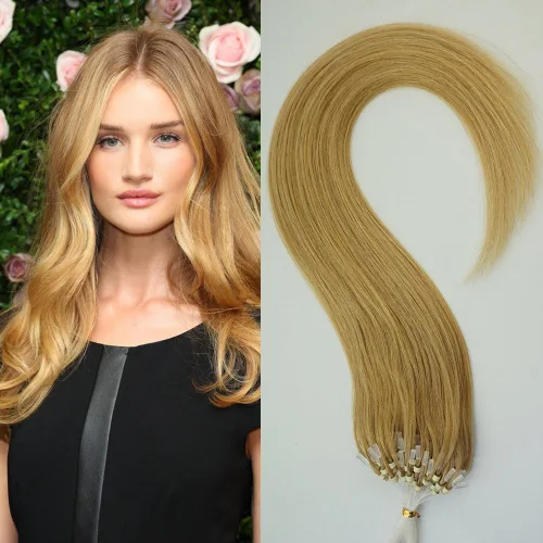 Vista 4 de 26" 50 g 100s Micro Anillo Bucle 100% cabello humano Extensiones Natural suave real Belleza recta pelo 100strands de regalo en uno Pack, 1