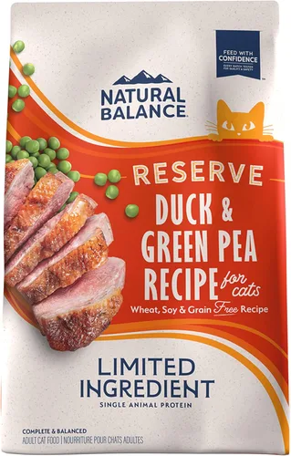 Vista 16 de Natural Balance Alimento seco para gatos adultos sin granos de ingredientes limitados, receta de pato reserva y guisantes verdes, 10 libras