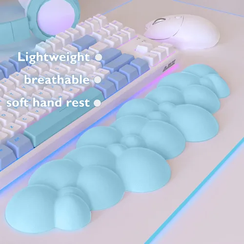 Vista 3 de MANBASNAKE Cloud - Juego de reposamuñecas para teclado con espuma viscoelástica ergonómica, base antideslizante, posavasos para el hogar, oficina