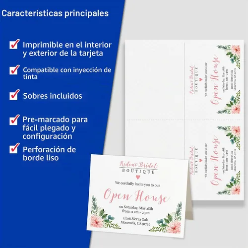 Vista 3 de Avery Tarjetas de notas imprimibles con sobres, 4.25 x 5.5 pulgadas, blanco texturizado, 50 tarjetas de notas en blanco para impresoras de inyección