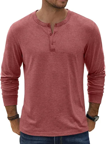 Vista 11 de COOFANDY Camiseta Henley de Manga Larga para Hombre Camisas Pullover Casuales Ligeras Camisetas Básicas Suaves Elásticas Tops de Otoño