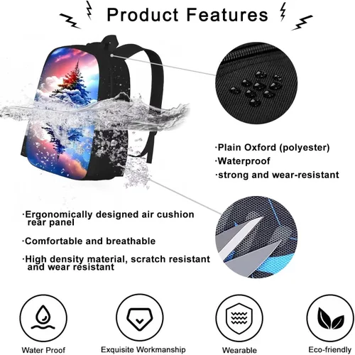 Vista 6 de KYZXE Mochila de película de 3 piezas para fanáticos, mochila escolar, mochila negra de moda para viajes al aire libre para niños y niñas, Color 1