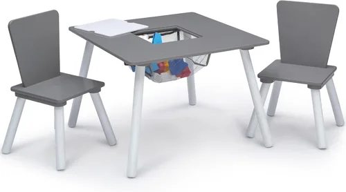 Vista 3 de Delta Children - Juego de 4 piezas para cuarto de juegos para niños pequeños, gris/blanco