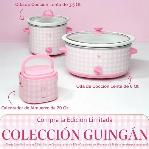Vista 8 de Paris Hilton Olla de cocción lenta manual de 3.5 cuartos de galón, cuenta con tres ajustes (bajo, alto, cálido), inserto de gres naturalmente