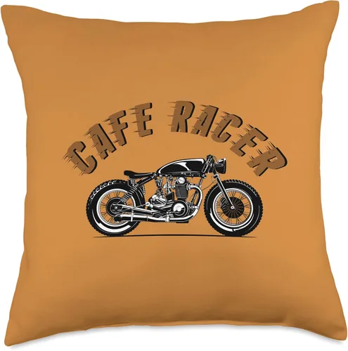 Vista 4 de American Cafe Racer Motorcycle Apparel and Merch Cafe Racer Biker Men Women Adult Teens Boys Girls Kids Youth Throw Pillow, 16x16, Multicolor