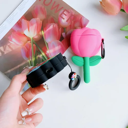 Vista 4 de 【Paquete de 2】Funda 3D con diseño de flores para Airpod Pro/Pro 2nd, bonita funda 3D para Airpod Pro para niños, niñas, adolescentes y mujeres