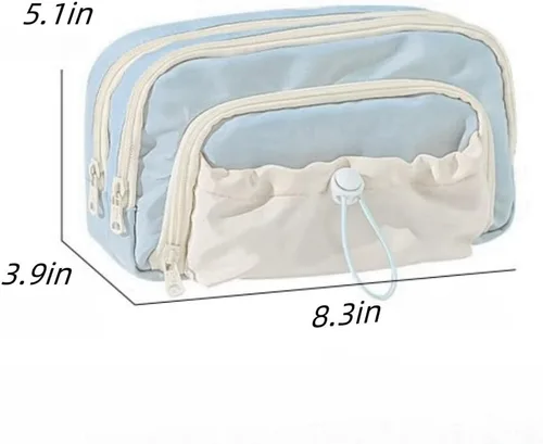 Vista 6 de Estuche para Lápices de Gran Capacidad, Porta Bolígrafos de Gran Apertura, Bolsa para Lápices Linda y Estética con Cordón, Estuche para Bolígrafos