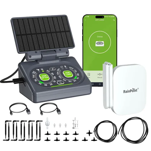 Vista 9 de RAINPOINT Kit inteligente de riego automático para plantas de interior, control WiFi/App y control de panel local, sistema de riego por goteo sin