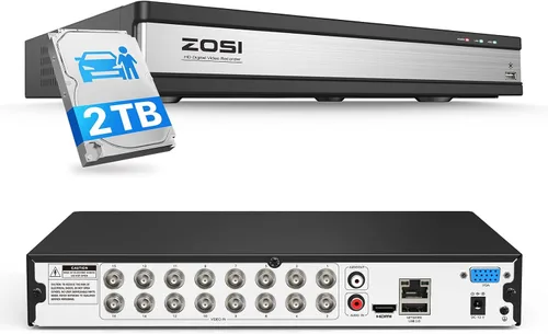 Vista 11 de ZOSI H.265+ 16CH 1080P 4-en-1 híbrido AHD/TVI/CVI/CVBS seguridad DVR, sin