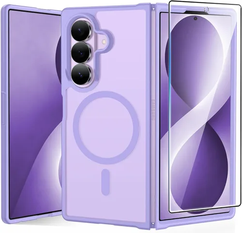 Vista 61 de FNTCASE para Samsung Galaxy Z Fold 7 Estuche Magnético: Funda de Teléfono Celular con Textura Mate Translúcida, Protección contra Caídas de Grado