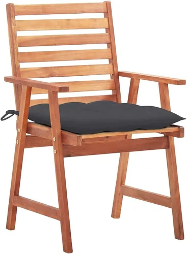 Vista 2 de Patio Dining Chairs 2 pcs with Cushions Solid Acacia Wood Dinning Room Outdoor Seating Outside Chairs Sillas para Comedor for Picnic Beach Courtyard