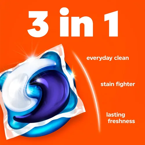 Vista 3 de Tide PODS detergente para ropa en cápsulas, removedor de manchas 3 en 1, combatiente de olores, protector de color, 42 unidades, compatible con HE