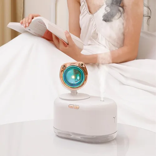 Vista 2 de TOPINCN Sunset Light Humidifier 2 in 1 Night Light & Humidifiers 300ml Water Tank Cold Mist Dehumidifiers with Sunset Projector for Bedroom Office