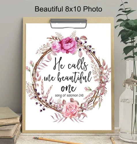 Vista 3 de Arte de pared con las Escrituras del Cantar de Salomón 2:10, regalo