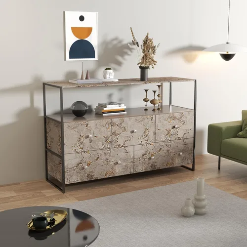 Vista 6 de Papel tapiz de mármol gris despegable y adherible 32"×157", papel de contacto de granito dorado, grueso, autoadhesivo, envoltura de vinilo brillante