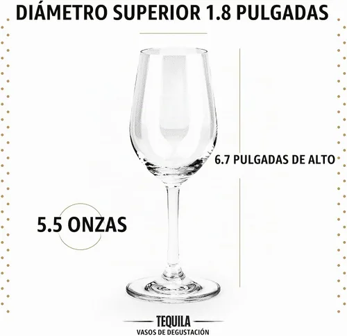 Vista 4 de Vasos para degustar y beber tequila Colección de cristalería de tequila Juego de 4 Copitas de cristal de 5.5 onzas para beber blanco