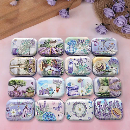Vista 13 de 8 piezas de mini flores de estaño organizador de joyas caja de almacenamiento cajas decorativas pequeñas latas de metal floral con tapas