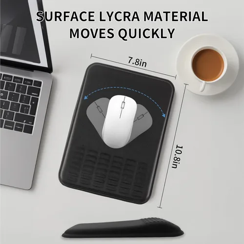 Vista 5 de Alfombrilla ergonómica para mouse con reposamuñecas, espuma viscoelástica súper suave, alivio del dolor para teclado de computadora, reposamanos