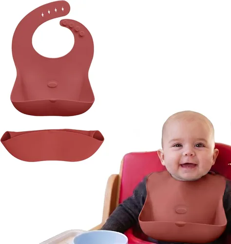 Vista 10 de Abiie Ruby Wrapp - Baberos de silicona para bebés con bolsillo frontal, babero impermeable, resistente a las manchas, baberos de silicona para niños