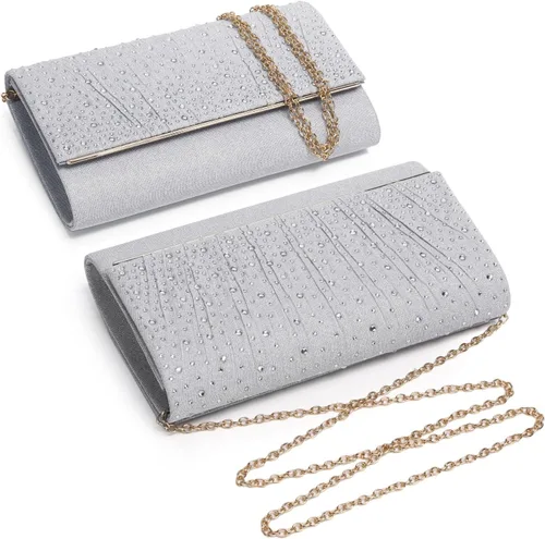 Vista 3 de Bolsas de noche para mujer, con lentejuelas con purpurina, bolso de mano brillante para mujer, bolso formal de boda, fiesta, baile