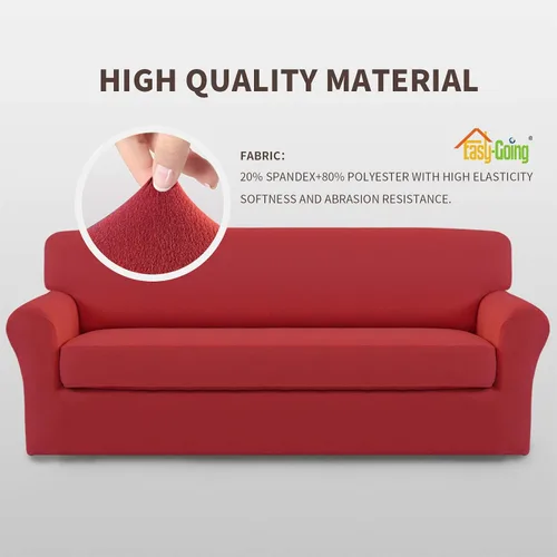 Vista 4 de Easy-Going - Funda elástica de microfibra de 2 piezas para sofá, funda suave de elastano, protector lavable para muebles con parte inferior elástica
