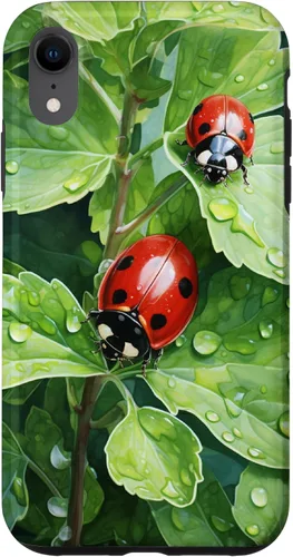 Vista 25 de Ladybugs on Green Leaves Watercolor Case for iPhone 17