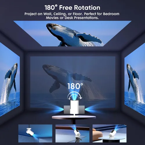 Vista 10 de [Aplicaciones integradas y Keystone automático] Mini proyector, proyector portátil con WiFi 6 y Bluetooth 5.2, proyector inteligente nativo 1080P