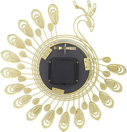 Vista 8 de Reloj de pared de pavo real, reloj de pared sin tictac, reloj de pared con forma de pavo real, moderno reloj de hierro 3D, reloj de pared de 14.6 x