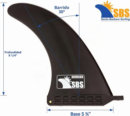 Vista 3 de SBS - Aleta única de tabla larga y SUP de 9" - Aleta central para tablas de surf y tablas de paddleboards