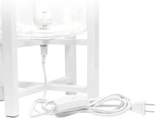 Vista 2 de Simple Designs LT1068-WHT Lámpara de mesa cilíndrica de vidrio montada en madera, blanco/transparente, 9 x 9 x 13.38 pulgadas