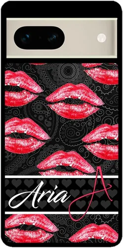 Vista 2 de Red Lips - Funda de goma negra personalizada con boca de lápiz labial, compatible con Google Pixel 10, 10 Pro, 10 Pro XL, 9a, 9 Pro, Pixel 9, Pixel