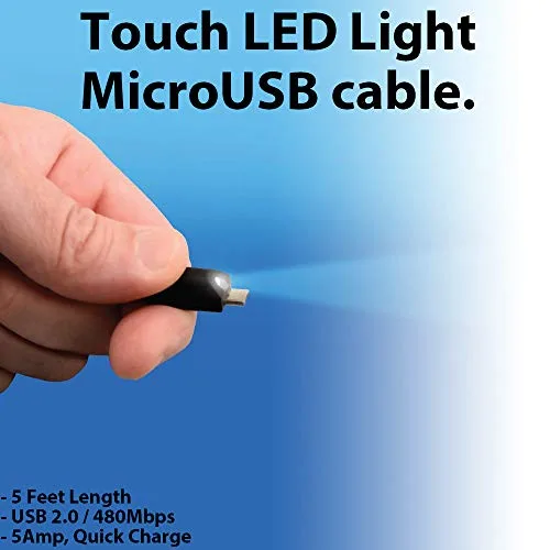 Vista 2 de El cable microUSB LED brillante funciona para la zona de bomba BluAnt con luz LED activada al tacto (5 pies)