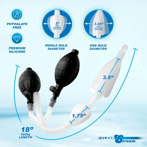 Vista 6 de Cleanstream Sistema inflable del enema del bulbo doble, transparente, 1 unidad