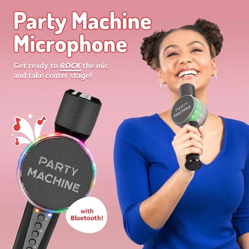 Vista 2 de Singing Machine Micrófono de karaoke inalámbrico para niños y adultos, micrófono de máquina de fiesta (negro) - Micrófono Bluetooth portátil de mano