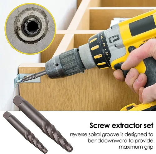 Vista 5 de XEWEA Juego de 26 extractores de tornillos y pernos con broca izquierda, con adaptador hexagonal, herramientas de impacto fácil de salir, removedor