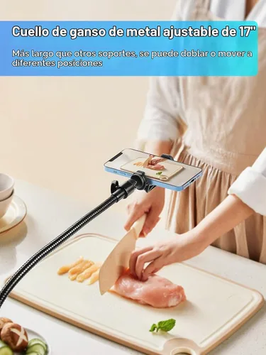 Vista 2 de Elitehood Soporte de trípode flexible de 81 pulgadas de alto para iPhone con cuello de cisne ajustable de 17 pulgadas con control remoto, compatible