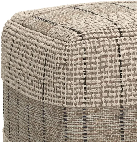 Vista 11 de SIMPLIHOME Elmer Puf cuadrado – 18 pulgadas de ancho tejido a mano yute y algodón otomano en color natural y gris, reposapiés contemporáneo