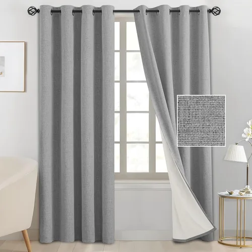 Vista 9 de SimpleHome - Cortinas de lino blanco crema para sala de estar, 84 pulgadas, 2 paneles