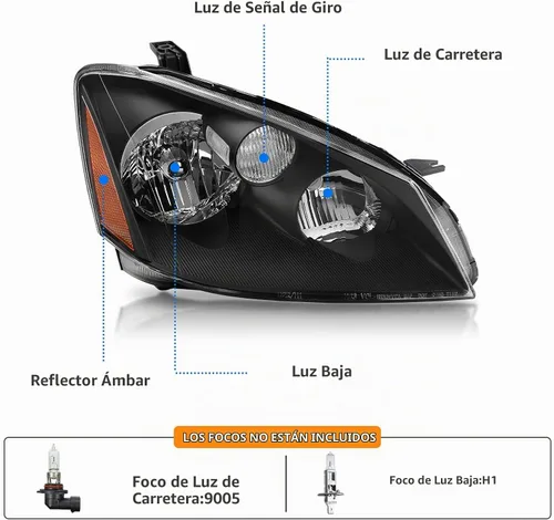 Vista 3 de DWVO Conjunto de faros delanteros compatible con Faros Altima 05 06 2005 2006 2006, par de repuesto para el lado del conductor y del pasajero