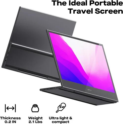 Vista 7 de Mobile Pixels Glance - Monitor portátil para laptop, pantalla FHD 1080P de 16 pulgadas, monitor portátil USB-C y HDMI, monitor de viaje