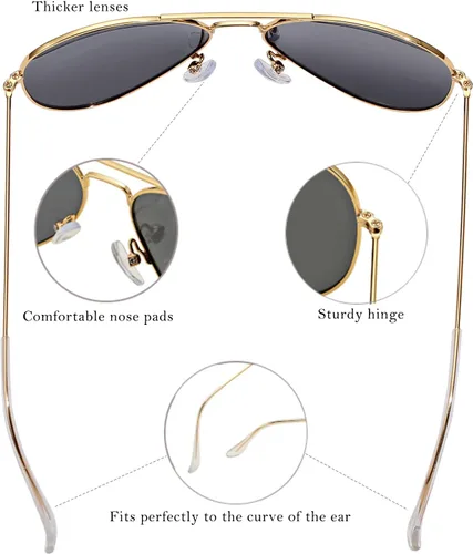 Vista 4 de Pro Acme Lentes de sol polarizados clásicos de aviador para mujeres y hombres, lentes de sol para conducir, lentes polarizados, marco piloto