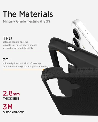 Vista 3 de Miimall Funda delgada y resistente para Samsung Galaxy S25, protección contra caídas de grado militar de 10 pies, agarre antideslizante Negro