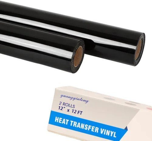 Vista 26 de guangyintong Rollo de vinilo de transferencia de calor negro con purpurina, 2 rollos de vinilo para planchar de 12 pulgadas x 12 pies para 2-Negro