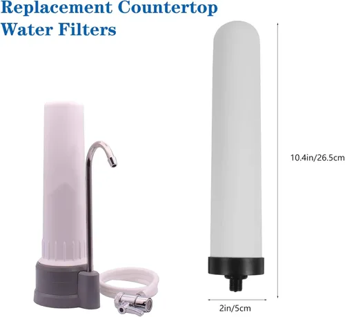 Vista 3 de Filtros de agua de cerámica de repuesto de 10 pulgadas para cocina, filtro de encimera de 4 etapas, cartucho de vela lavable y filtración