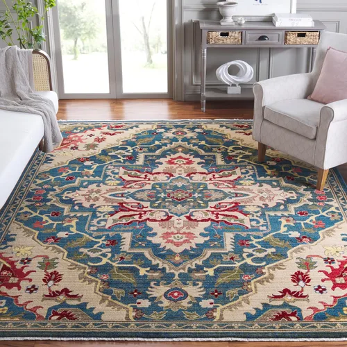 Vista 5 de SAFAVIEH Kashan Collection - Alfombra de área de 2 x 3 pies, color rojo y beige, diseño oriental tradicional, no desprende pelusa y de fácil