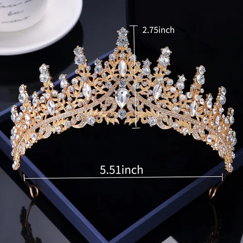 Vista 8 de Kamirola Diadema de coronas y tiaras de cristal para niñas o mujeres, fiesta de cumpleaños, boda, graduación, novia, Halloween, Navidad (TR19)