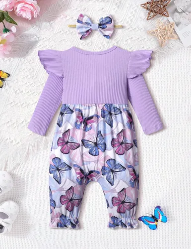 Vista 3 de Queenstyle Ropa de bebé niña de manga larga, overol lindo traje de bebé de 0 a 18 meses