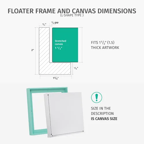 Vista 4 de PIXY CANVAS Paquete económico de lienzo estirado de 8 x 8 pulgadas de profundidad y marco flotante para tus pinturas/obras de arte, arte de pared